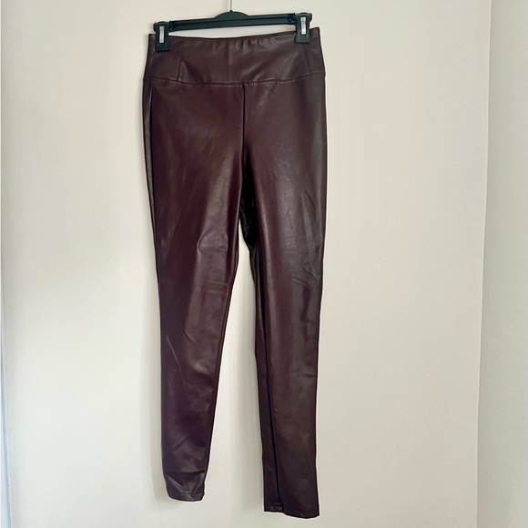 22. DEX High Waisted Faux Leather Legging in Oxblood Brown Womens Size S - Picture 3 of 6